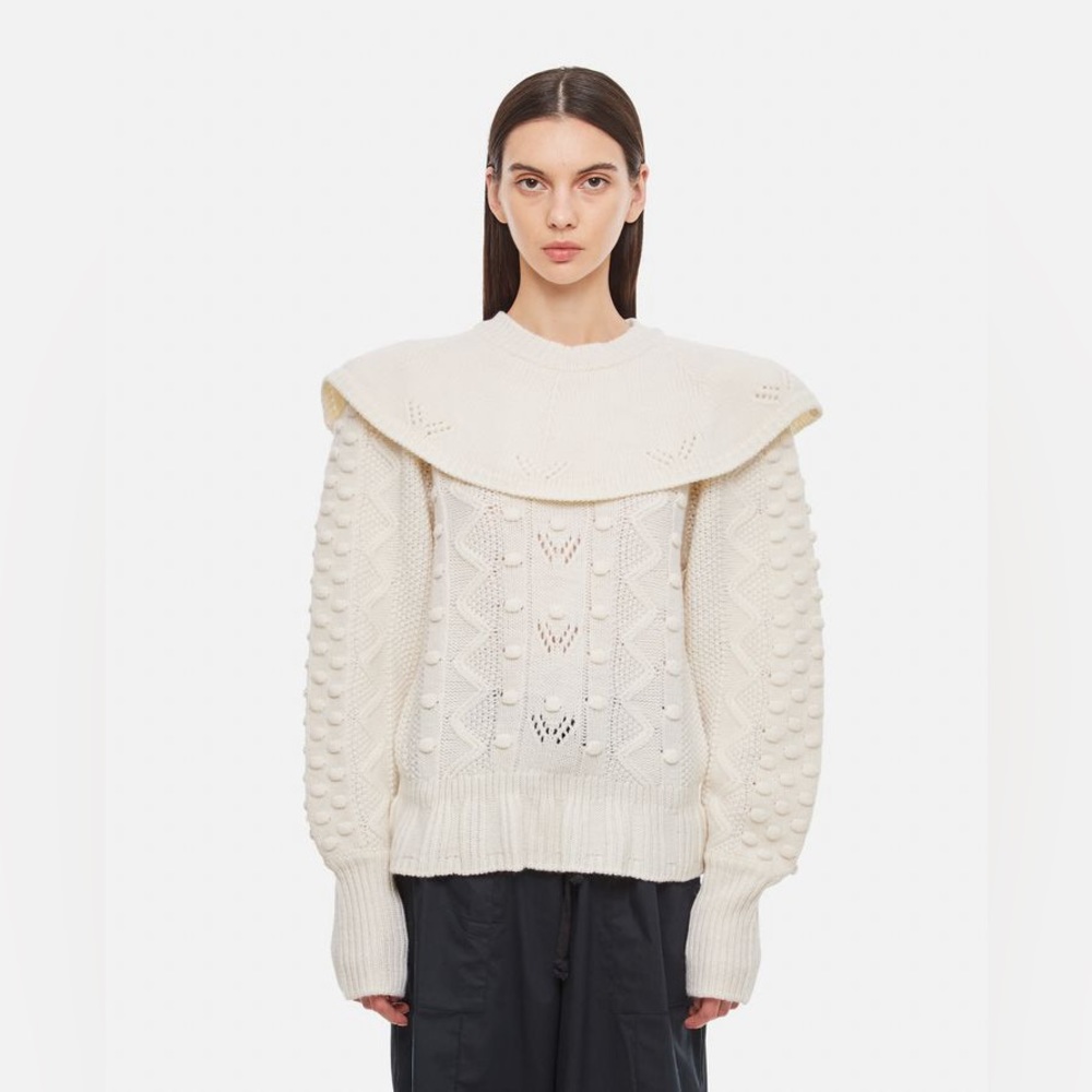 NWT $395 Sea Pernilla Popcorn-knit Wool Sweater In Cream